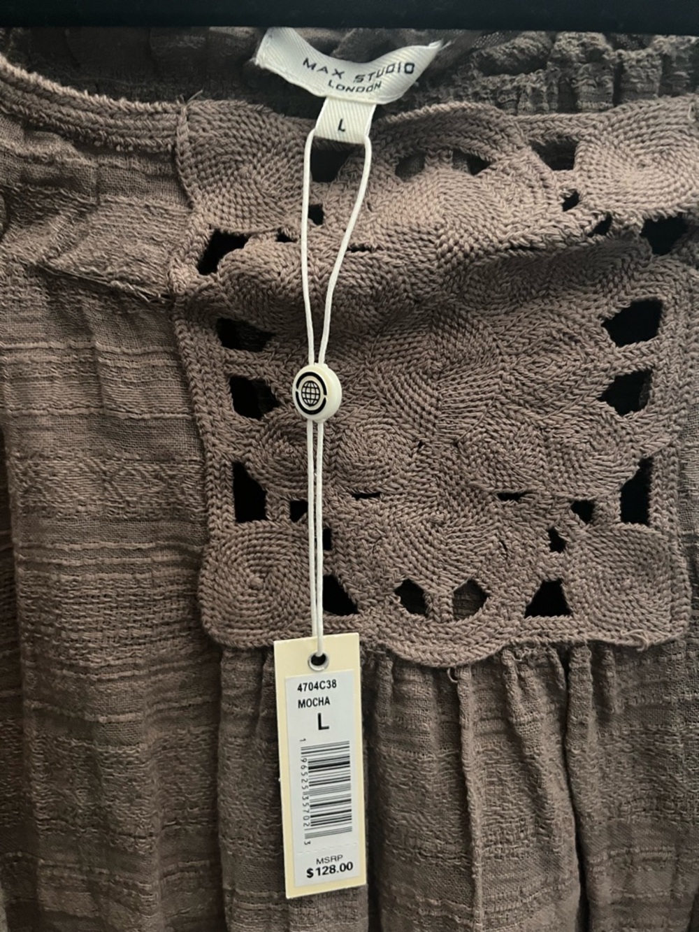 Max Studio Mocha Crochet Detail Women's Blouse